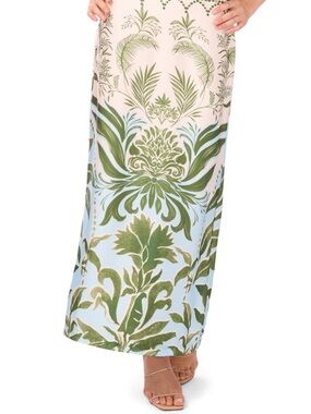 Parker Green Botanical Print Skirt on Cream Base